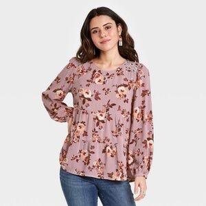 Knox Rose Pink Long Sleeve Floral Top
